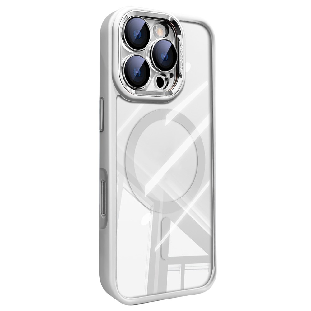 For iPhone 16 Pro Max Case Compatible with MagSafe PC + TPU Phone Cover with Detachable Camera Lens Film - White