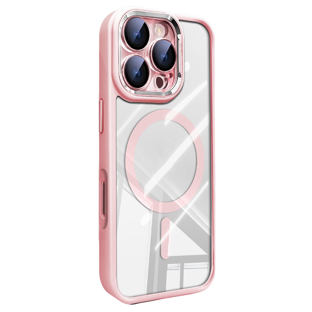 For iPhone 16 Pro Max Case Compatible with MagSafe PC + TPU Phone Cover with Detachable Camera Lens Film - Pink
