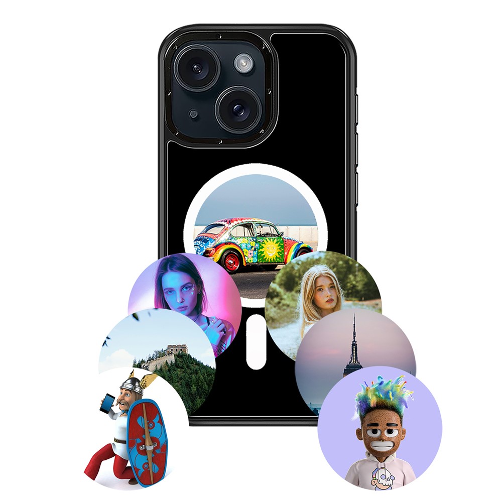 For iPhone 15 E-Ink Phone Case Compatible with MagSafe NFC 6-Color TPU + PC Back Cover