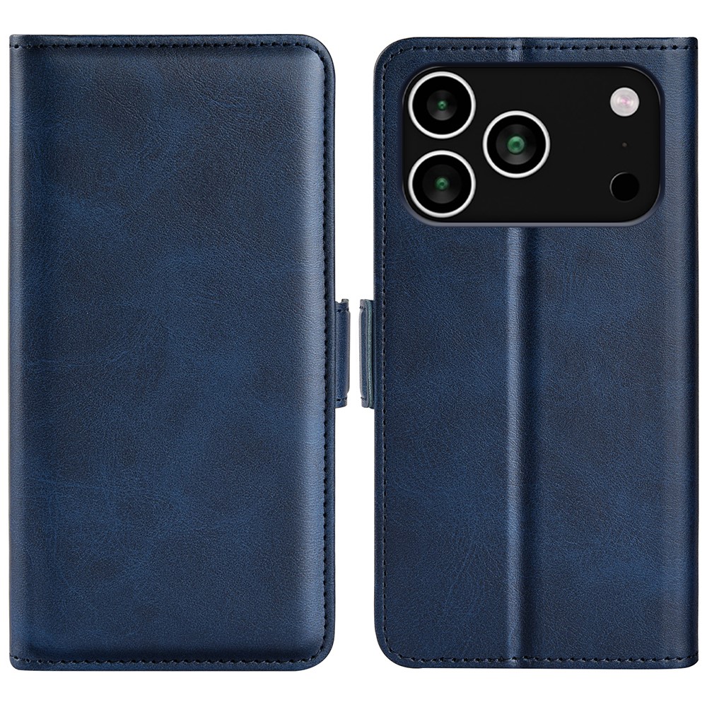 For iPhone 17 Pro Max Case Calf Texture Leather Wallet Phone Cover - Blue