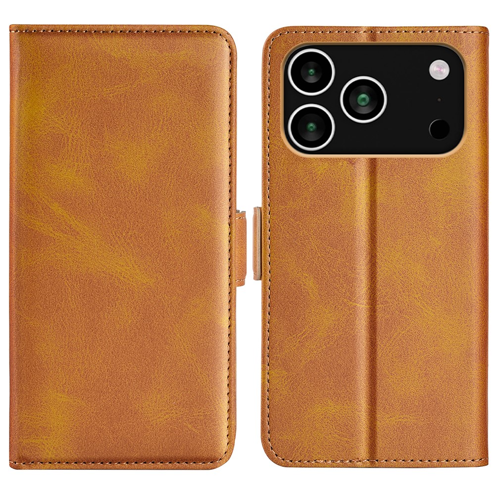 For iPhone 17 Pro Case Calf Texture Leather Wallet Phone Cover - Yellow