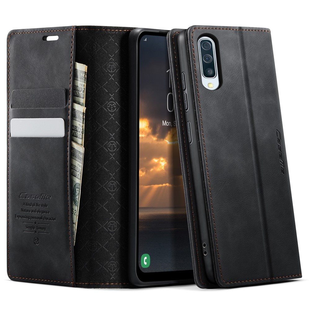 CASEME For Samsung Galaxy A50s / Galaxy A30s / Galaxy A50 Case  033 Series RFID Blocking Wallet Stand Calf Texture Leather Phone Cover - Black
