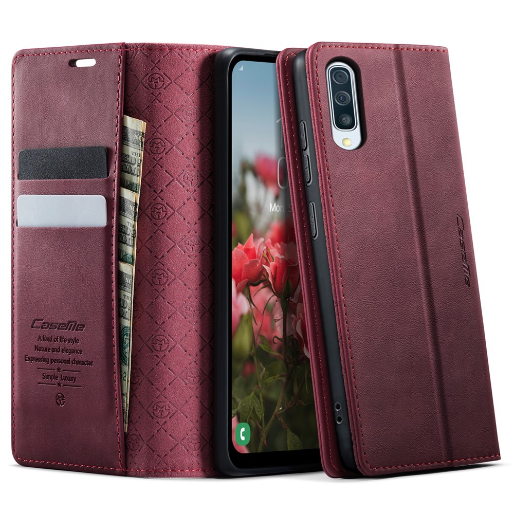 CASEME For Samsung Galaxy A50s / Galaxy A30s / Galaxy A50 Case  033 Series RFID Blocking Wallet Stand Calf Texture Leather Phone Cover - Red
