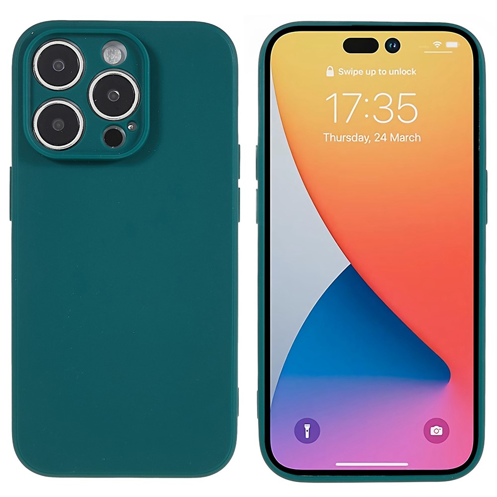 Bulk Purchasing For iPhone 14 Pro Case Precise Cutouts Straight Edge TPU Phone Cover - Army Green