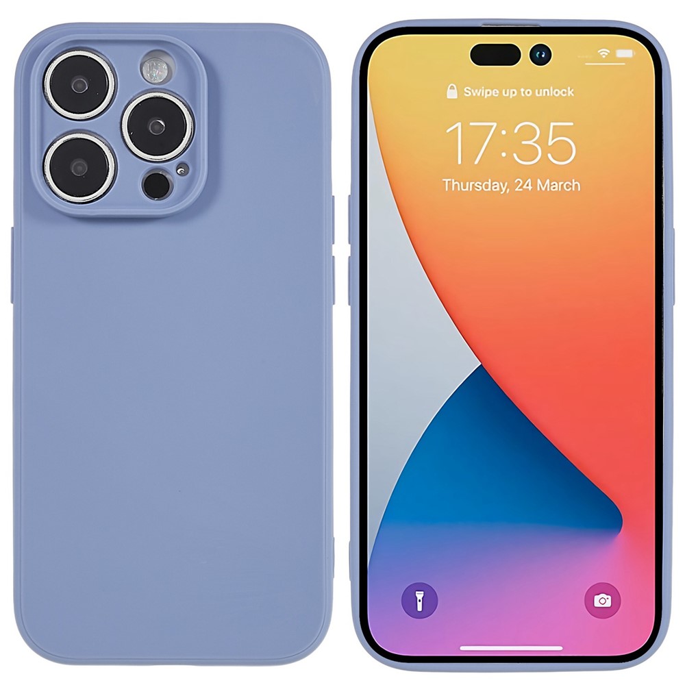 Bulk Purchasing For iPhone 14 Pro Case Precise Cutouts Straight Edge TPU Phone Cover - Lavender Grey