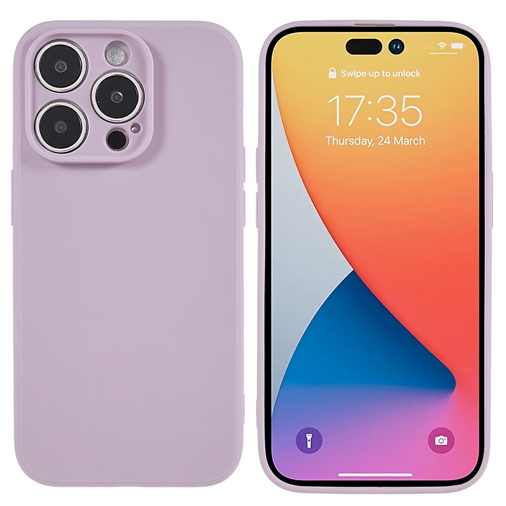 Bulk Purchasing For iPhone 14 Pro Case Precise Cutouts Straight Edge TPU Phone Cover - Purple