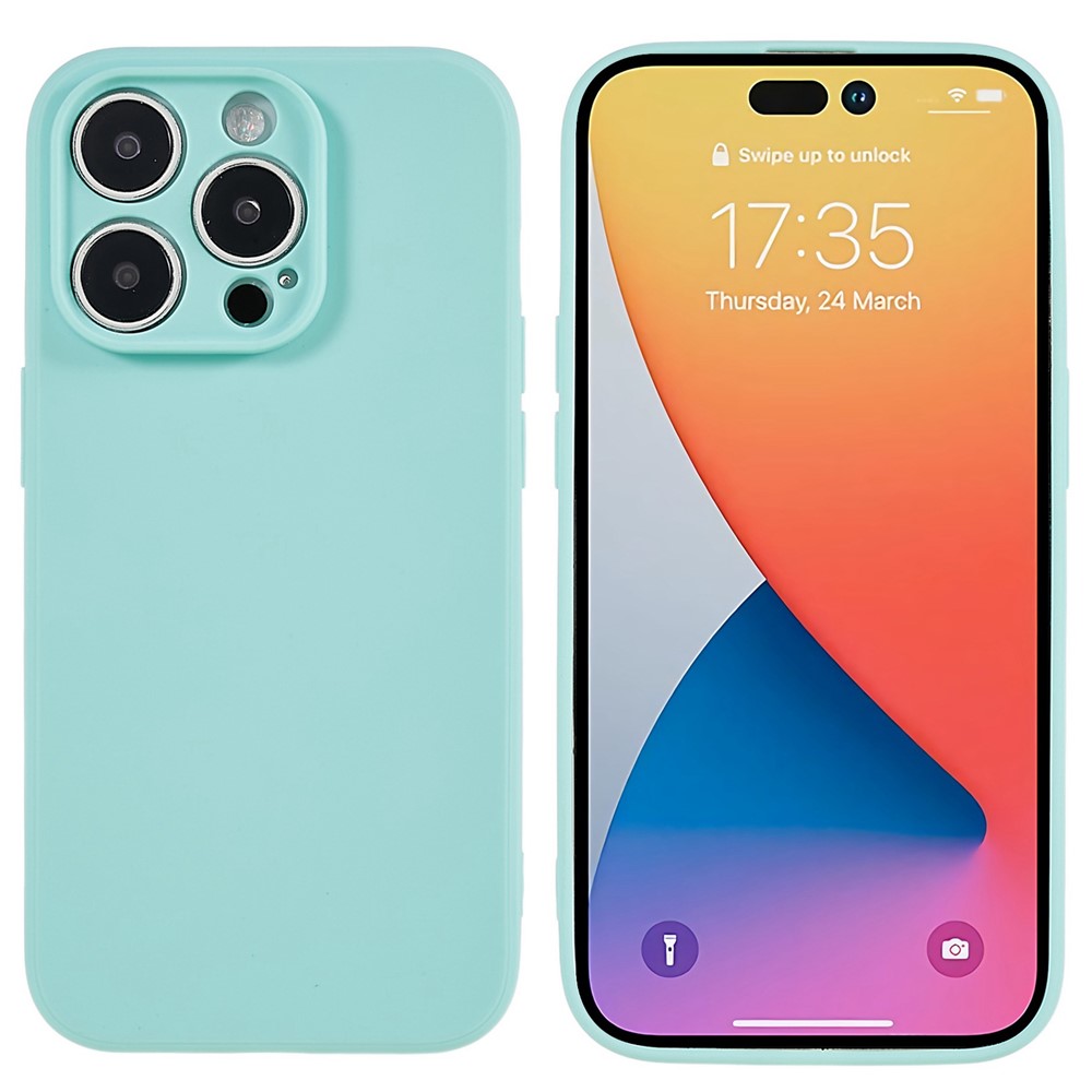 Bulk Purchasing For iPhone 14 Pro Case Precise Cutouts Straight Edge TPU Phone Cover - Baby Blue