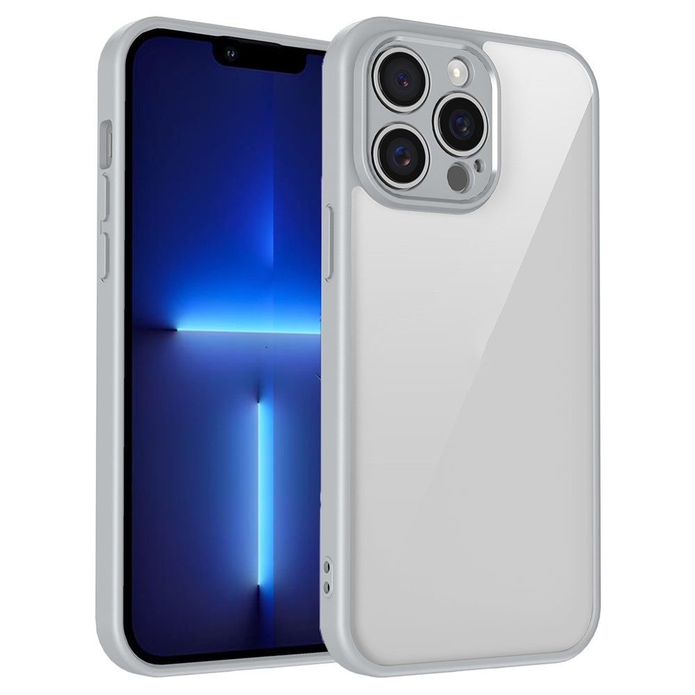 For iPhone 13 Pro Case Matte Skin Touch Clear PC + TPU Shockproof Phone Back Cover - Grey