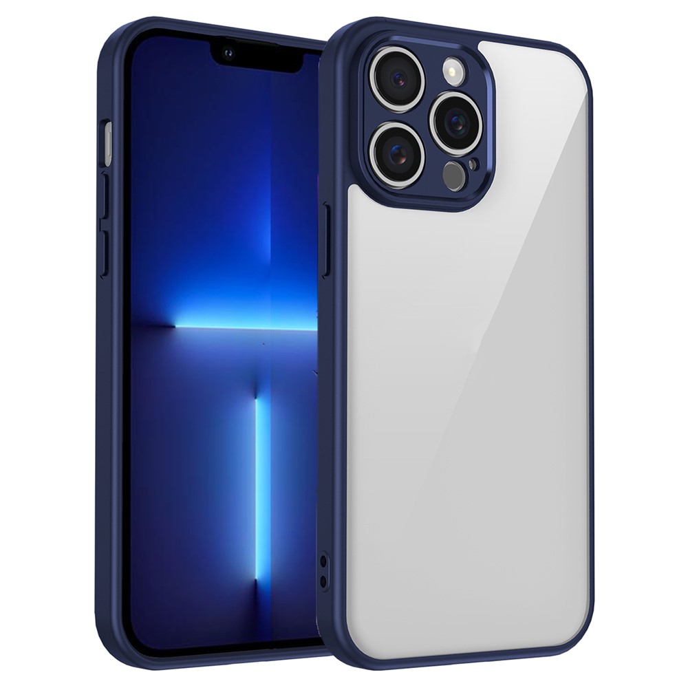 For iPhone 13 Pro Case Matte Skin Touch Clear PC + TPU Shockproof Phone Back Cover - Blue