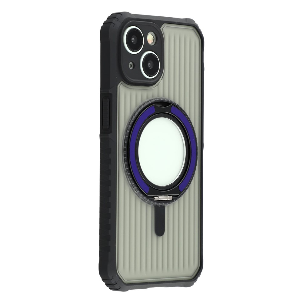 For iPhone 15 Magnetic Case with Kickstand PC + TPU Phone Back Cover - Dark Purple