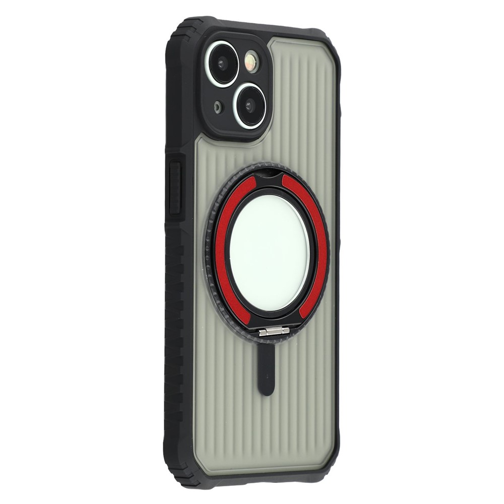 For iPhone 15 Magnetic Case with Kickstand PC + TPU Phone Back Cover - Red