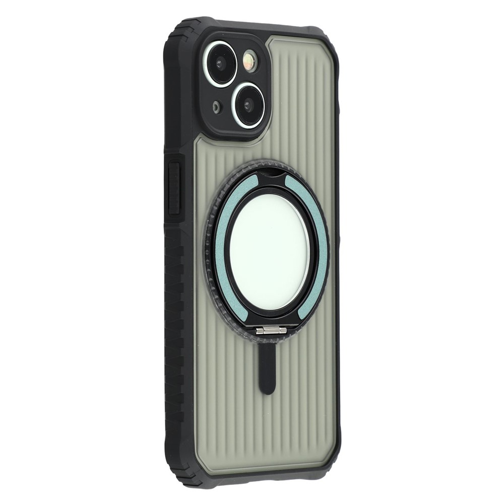 For iPhone 15 Magnetic Case with Kickstand PC + TPU Phone Back Cover - Cyan