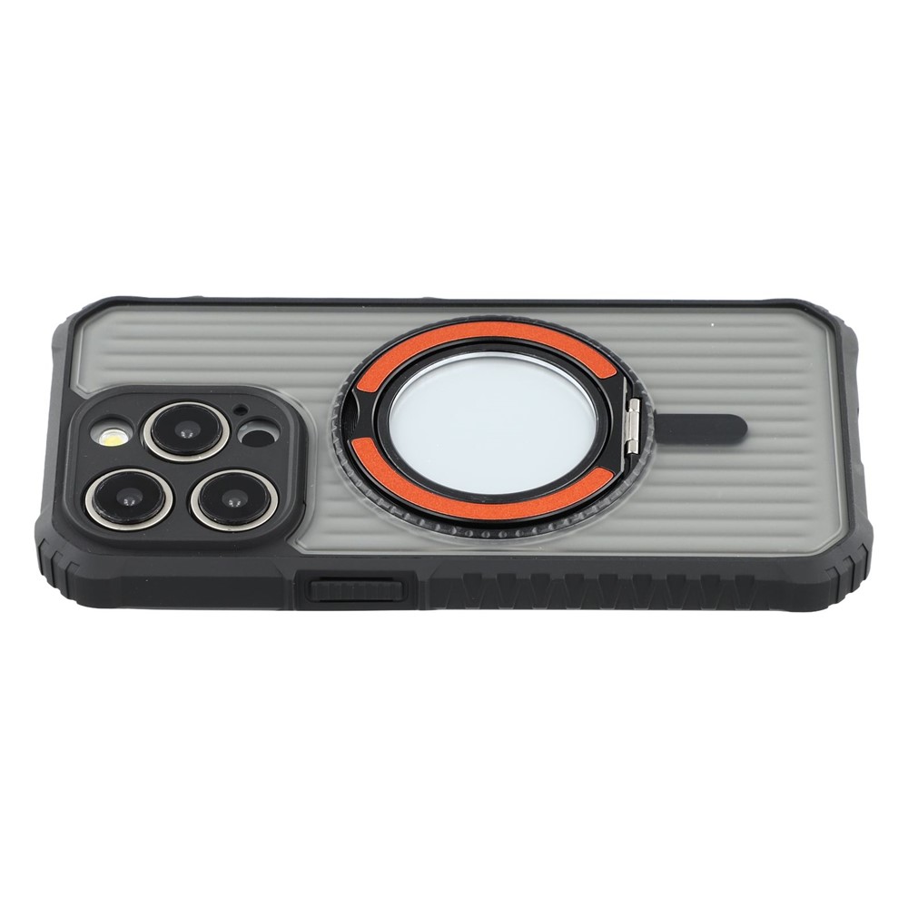 For iPhone 15 Pro Magnetic Case with Kickstand PC + TPU Phone Back Cover - Orange