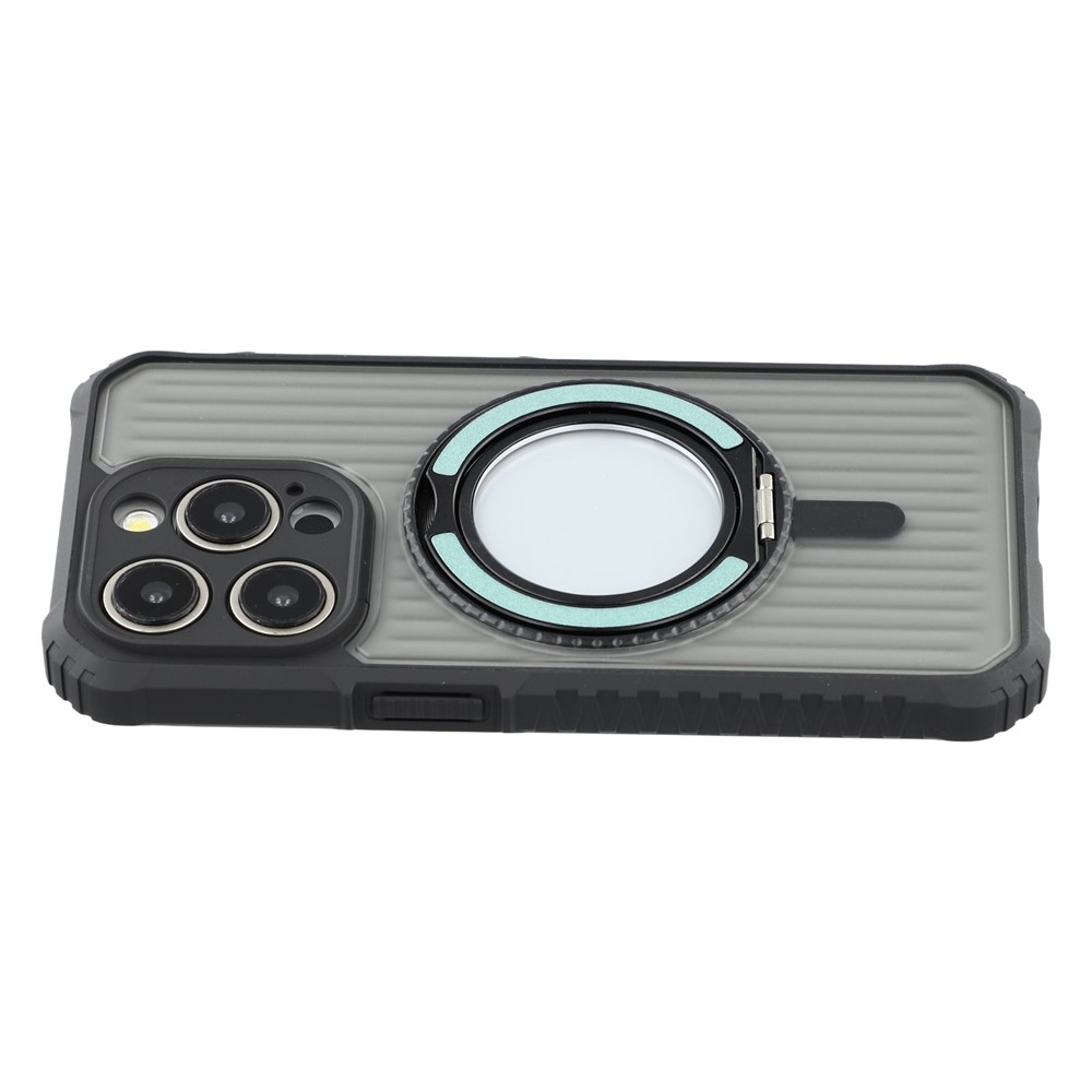 For iPhone 15 Pro Magnetic Case with Kickstand PC + TPU Phone Back Cover - Cyan