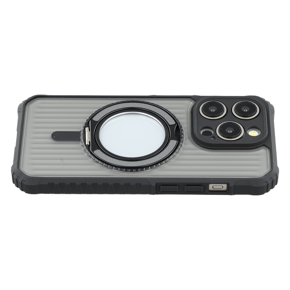 For iPhone 15 Pro Magnetic Case with Kickstand PC + TPU Phone Back Cover - Dark Grey