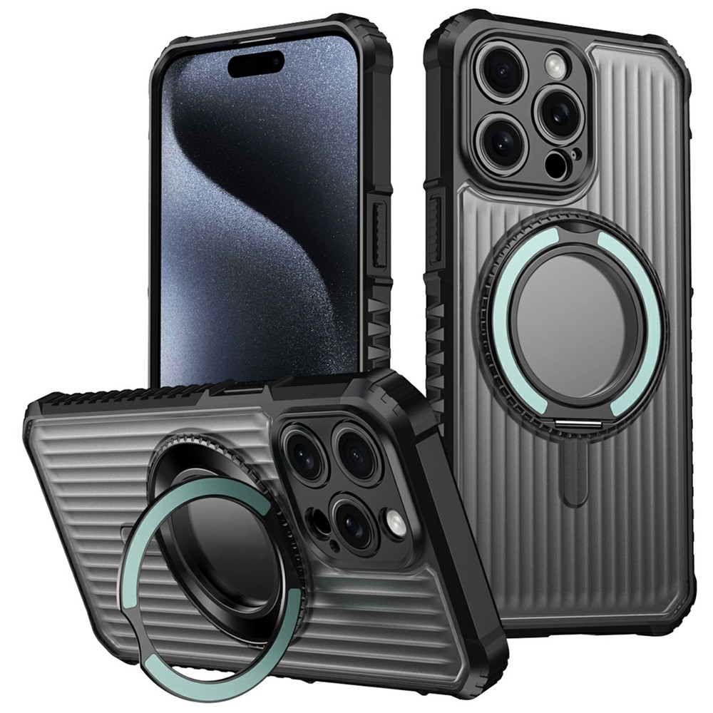 For iPhone 14 Pro Magnetic Case with Kickstand PC + TPU Phone Back Cover - Cyan