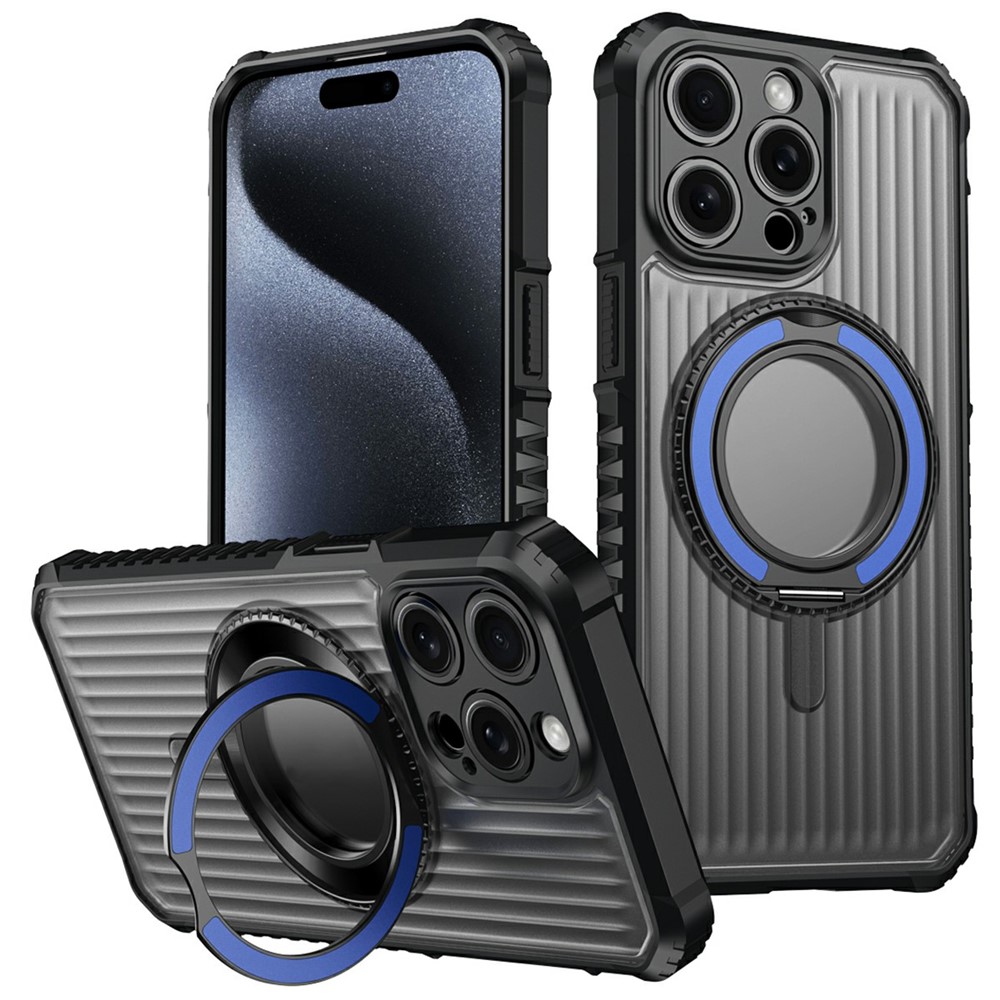 For iPhone 14 Pro Magnetic Case with Kickstand PC + TPU Phone Back Cover - Sapphire