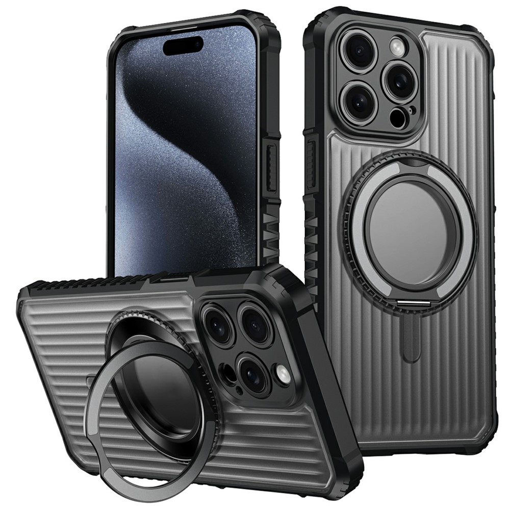 For iPhone 14 Pro Magnetic Case with Kickstand PC + TPU Phone Back Cover - Dark Grey