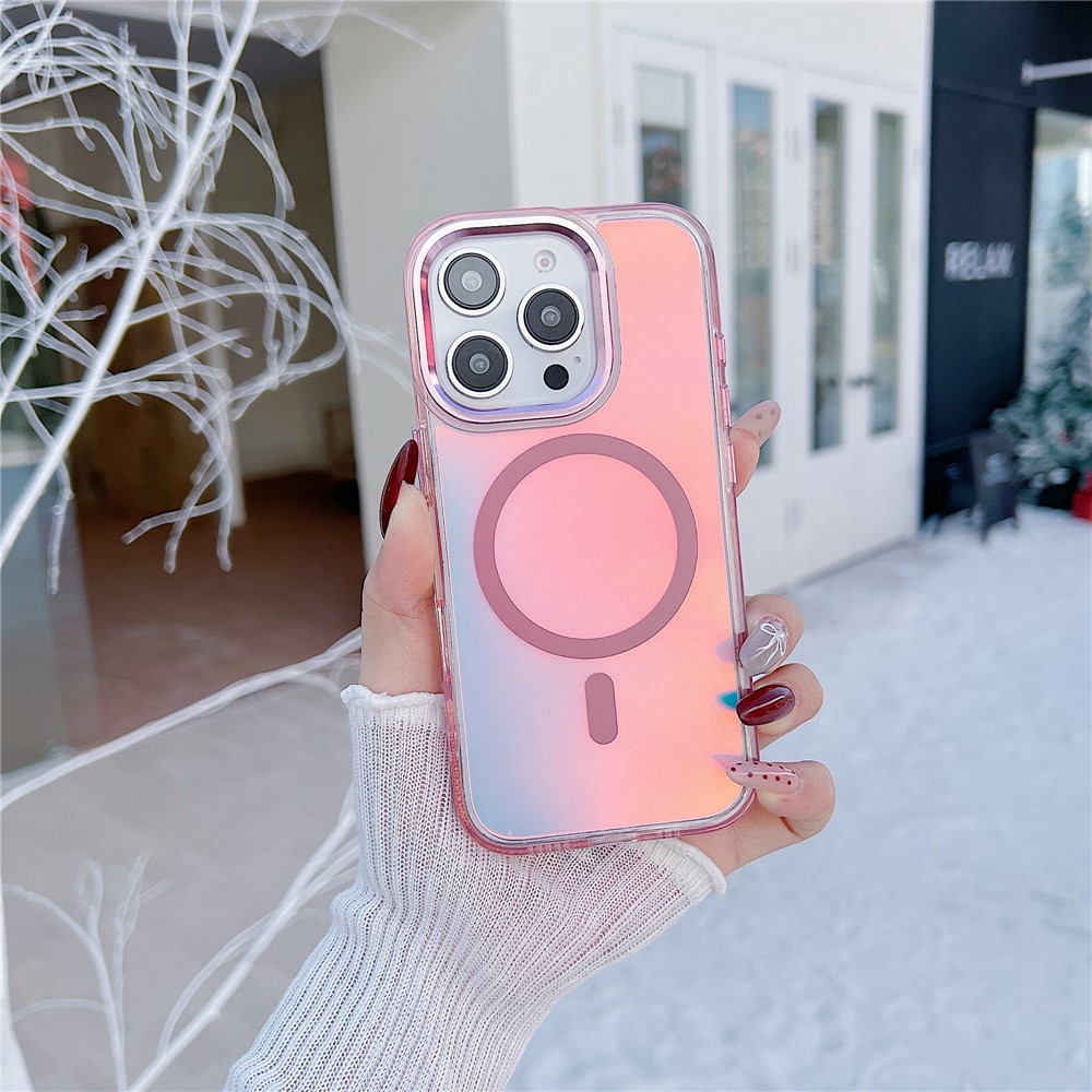 For iPhone 16 Pro Max Case Compatible with MagSafe Color Changing TPU Phone Back Cover - Pink