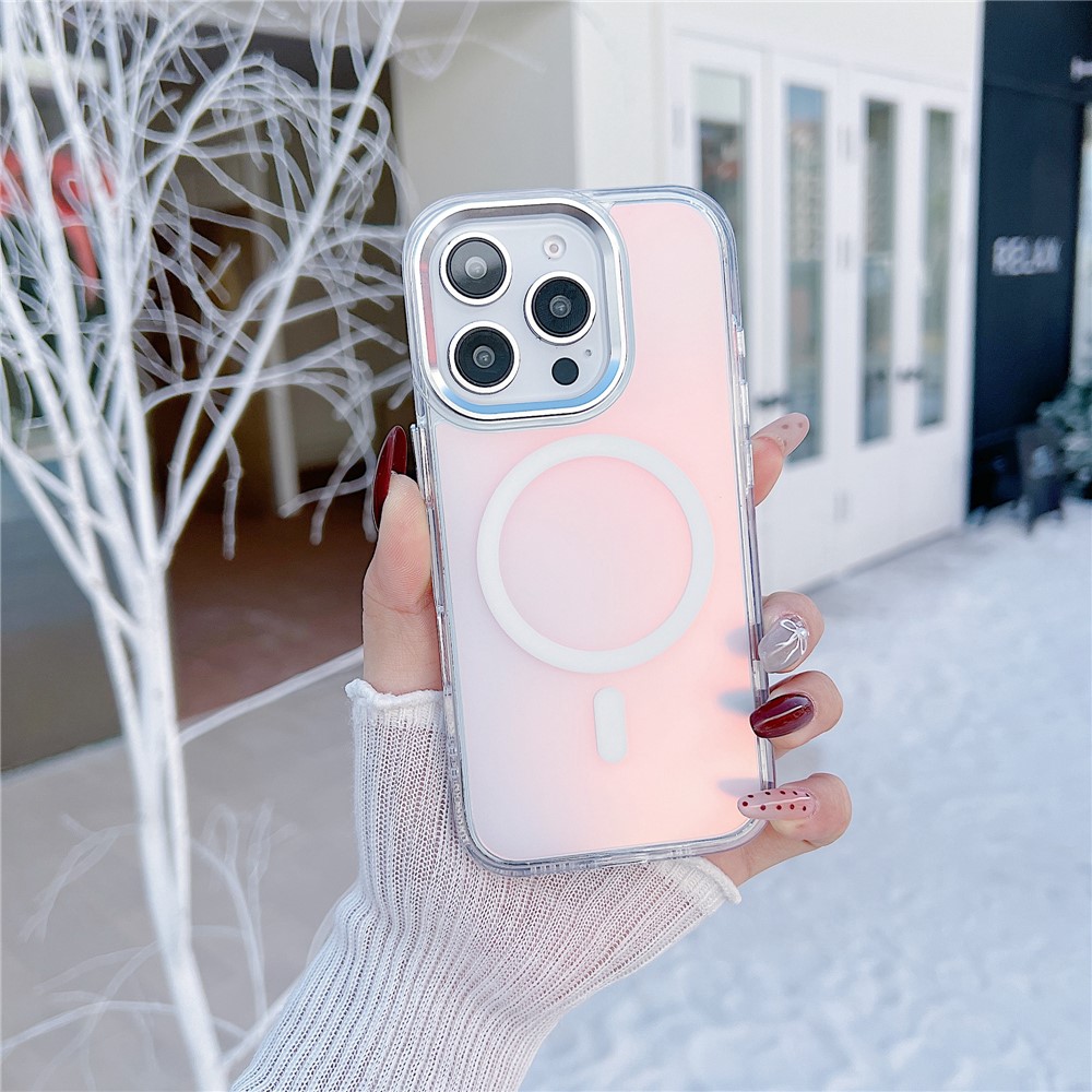 For iPhone 16 Pro Max Case Compatible with MagSafe Color Changing TPU Phone Back Cover - White