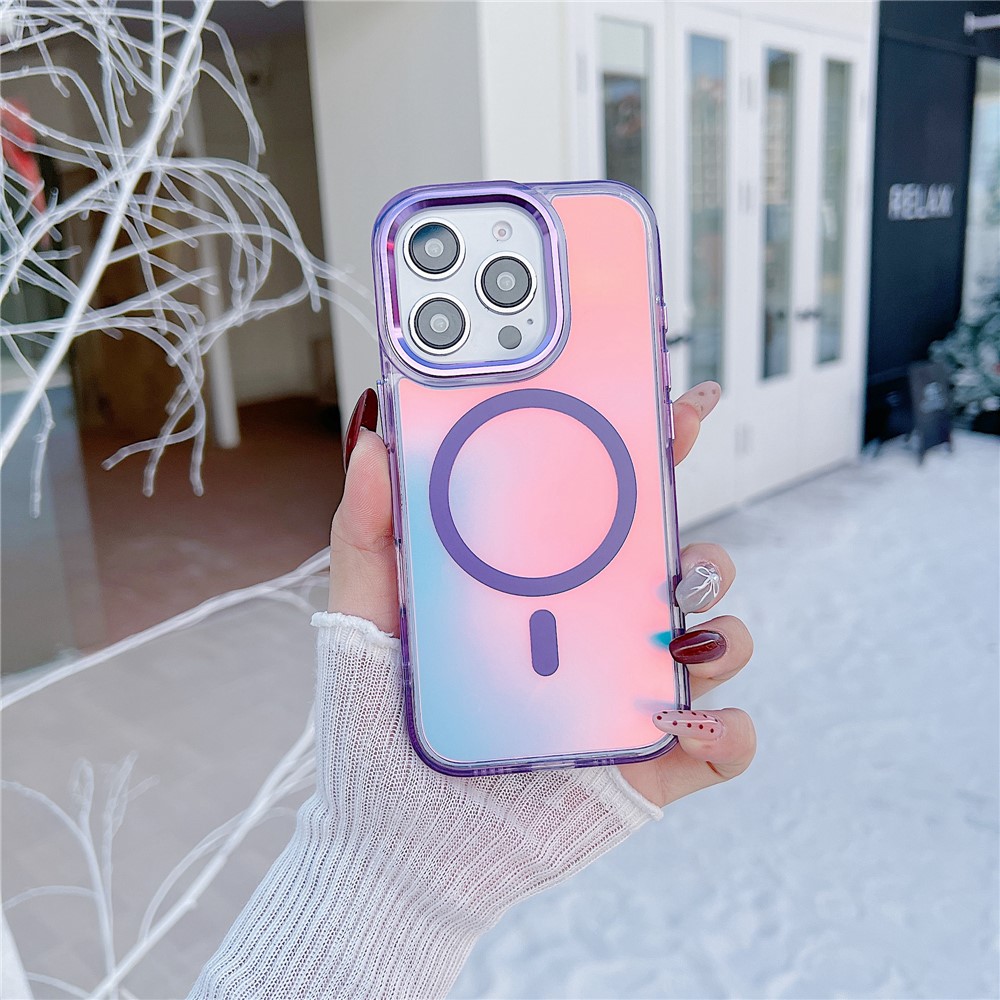 For iPhone 16 Pro Max Case Compatible with MagSafe Color Changing TPU Phone Back Cover - Purple