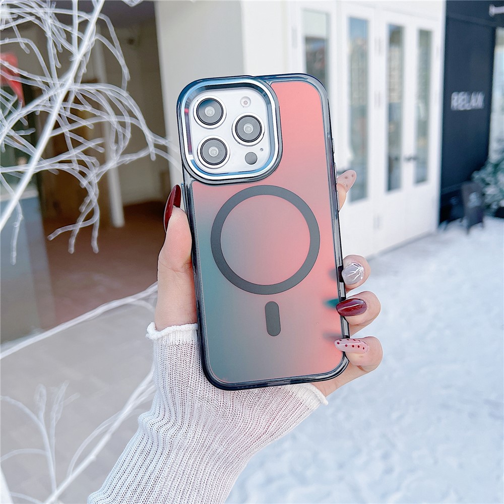 For iPhone 16 Pro Max Case Compatible with MagSafe Color Changing TPU Phone Back Cover - Black