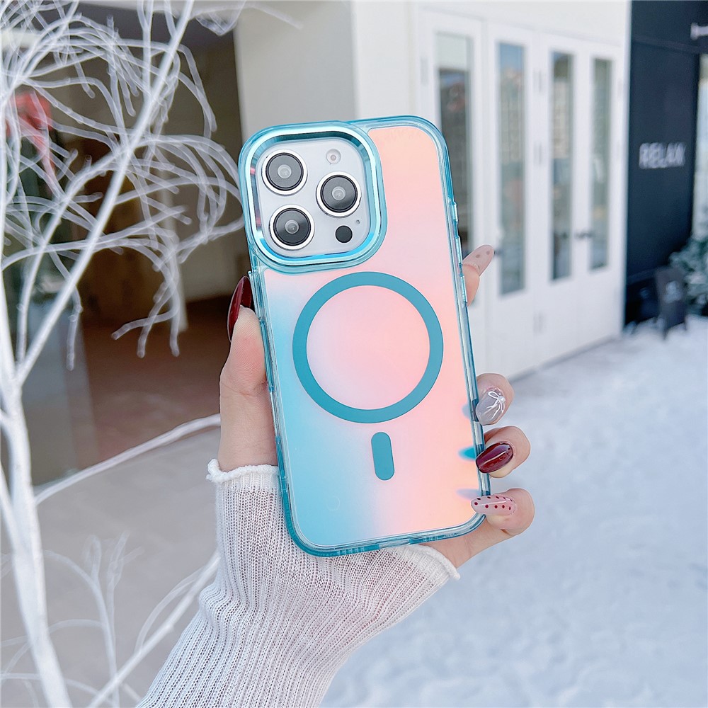 For iPhone 16 Pro Max Case Compatible with MagSafe Color Changing TPU Phone Back Cover - Blue