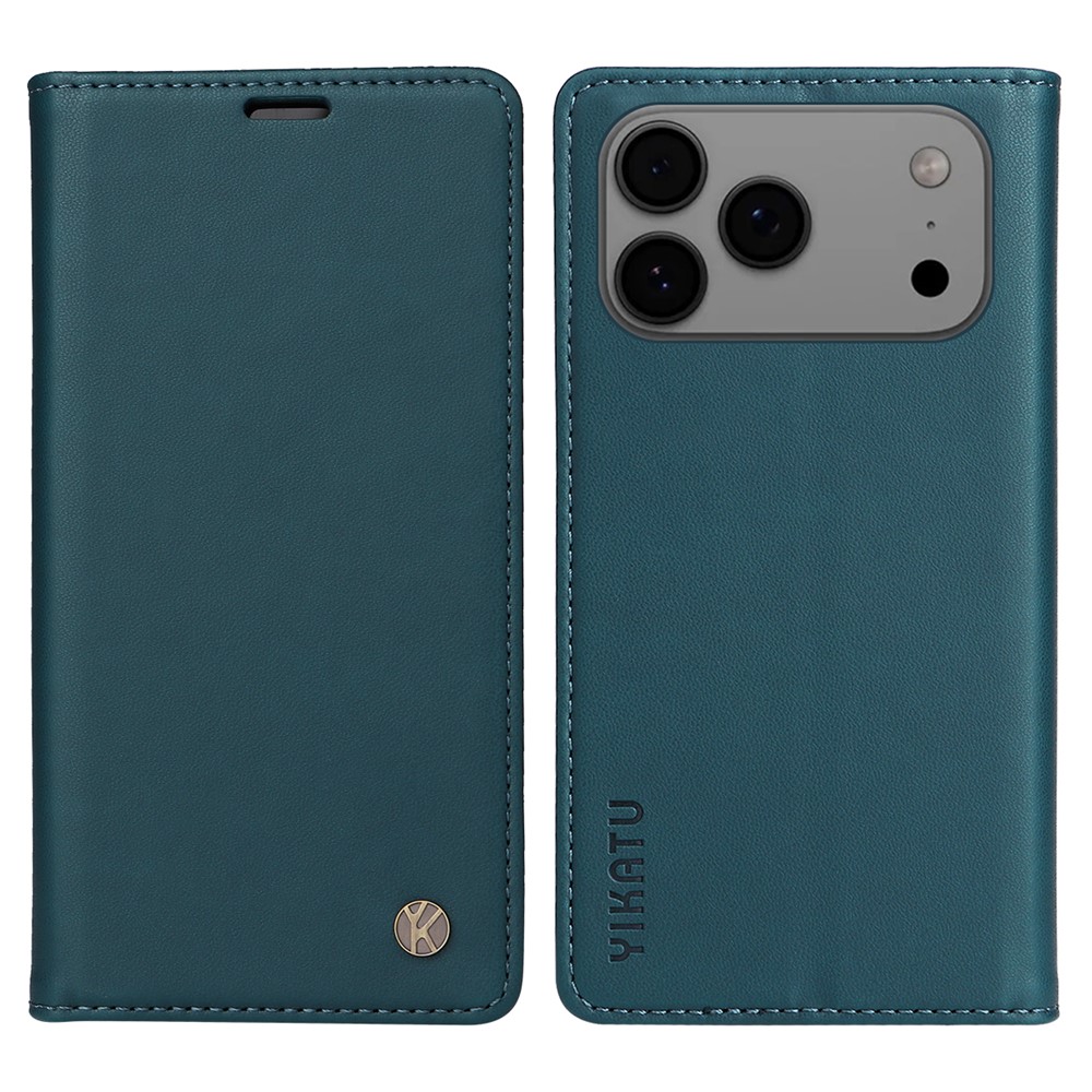 For iPhone 17 Pro Max Phone Cases YIKATU Magnetic Closure PU Leather Mobile Cover - Green