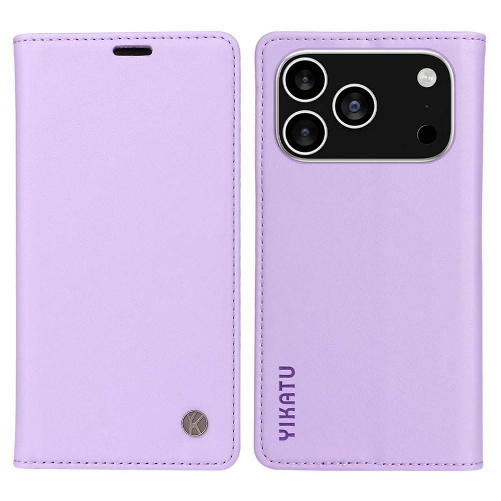 For iPhone 17 Pro Phone Cases YIKATU Magnetic Closure PU Leather Mobile Cover - Light Purple