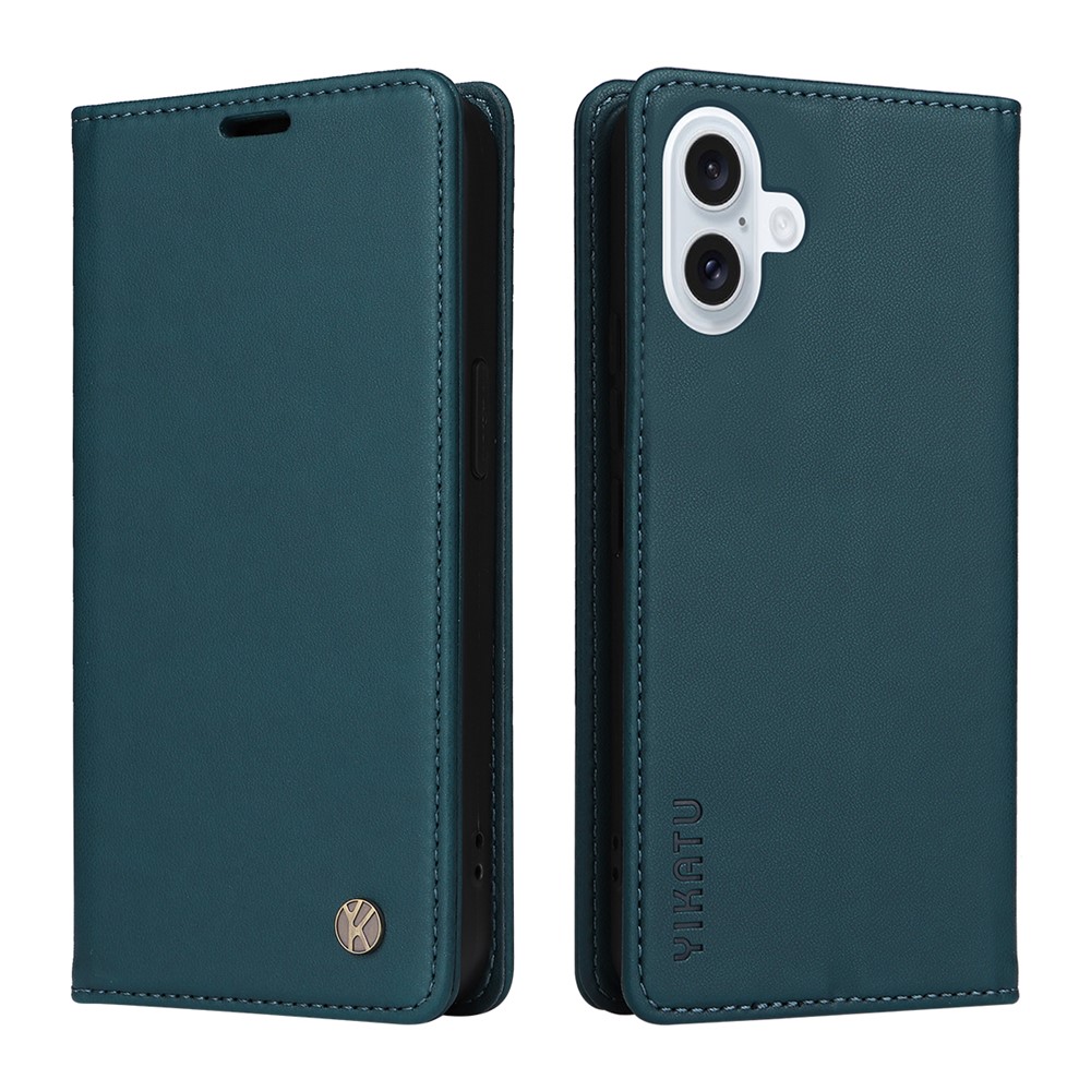 For iPhone 17 Phone Cases YIKATU Magnetic Closure PU Leather Mobile Cover - Green