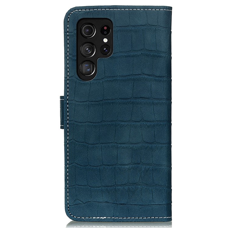Pour Samsung Galaxy S23 Ultra Crocodile Texture PU le Cuir en Cuir Magnétique Couvrette de Couvercle du Portefeuille Folio Flip Téléphone Étui - Vert Noirâtre-7