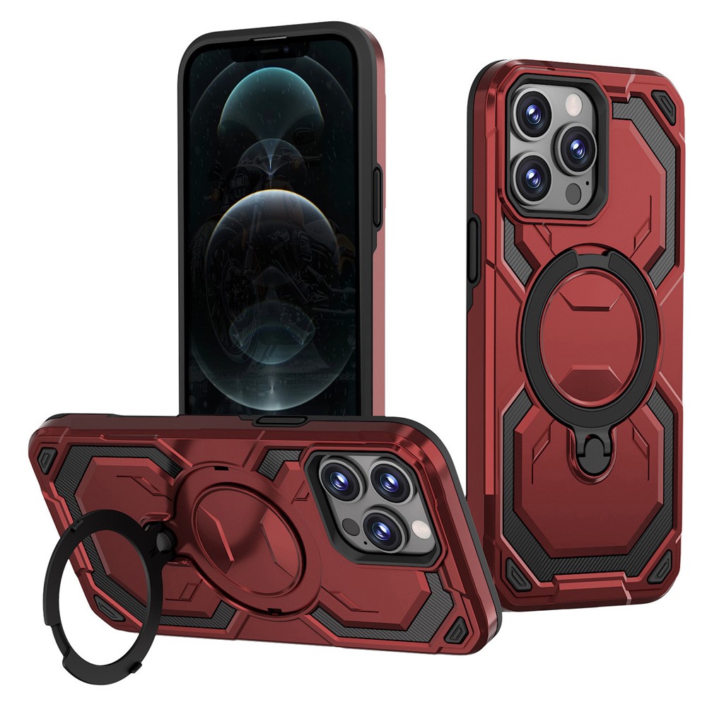 Bulk Purchasing For iPhone 12 / 12 Pro Case Magnetic Rotating Kickstand PC + TPU Phone Cover - Red