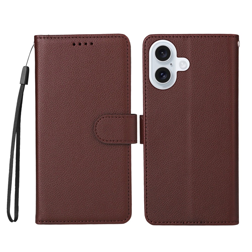 For iPhone 17 Case RFID Blocking 3 Card Slots PU Leather Phone Cover with Wrist Strap - Brown