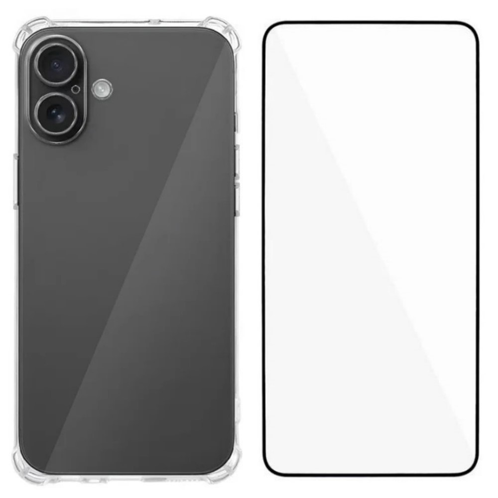 For iPhone 17 TPU Case WANLONFENG WL3 Series 1.5mm Phone Cover with Tempered Glass Film - Transparent