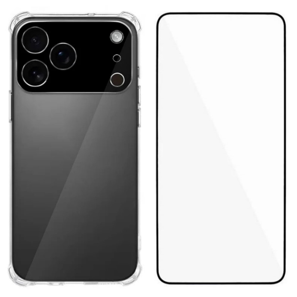 For iPhone 17 Pro TPU Case WANLONFENG WL3 Series 1.5mm Phone Cover with Tempered Glass Film - Transparent