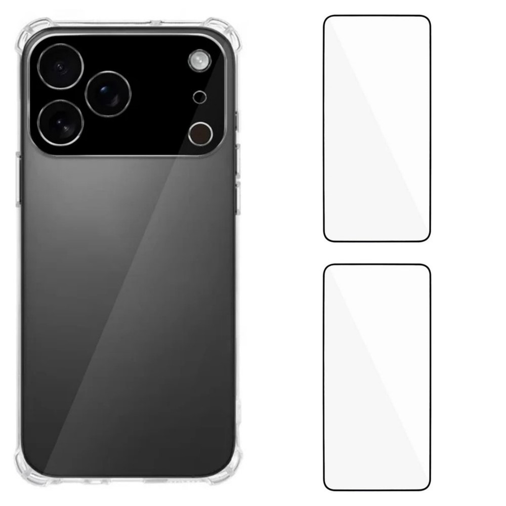 For iPhone 17 Pro Max TPU Case WANLONFENG WL3 Series 1.5mm Phone Cover with 2Pcs Tempered Glass Films - Transparent