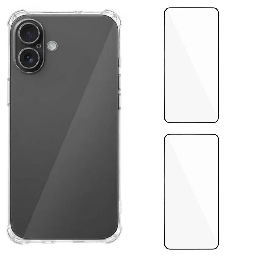 For iPhone 17 TPU Case WANLONFENG WL3 Series 1.5mm Phone Cover with 2Pcs Tempered Glass Films - Transparent