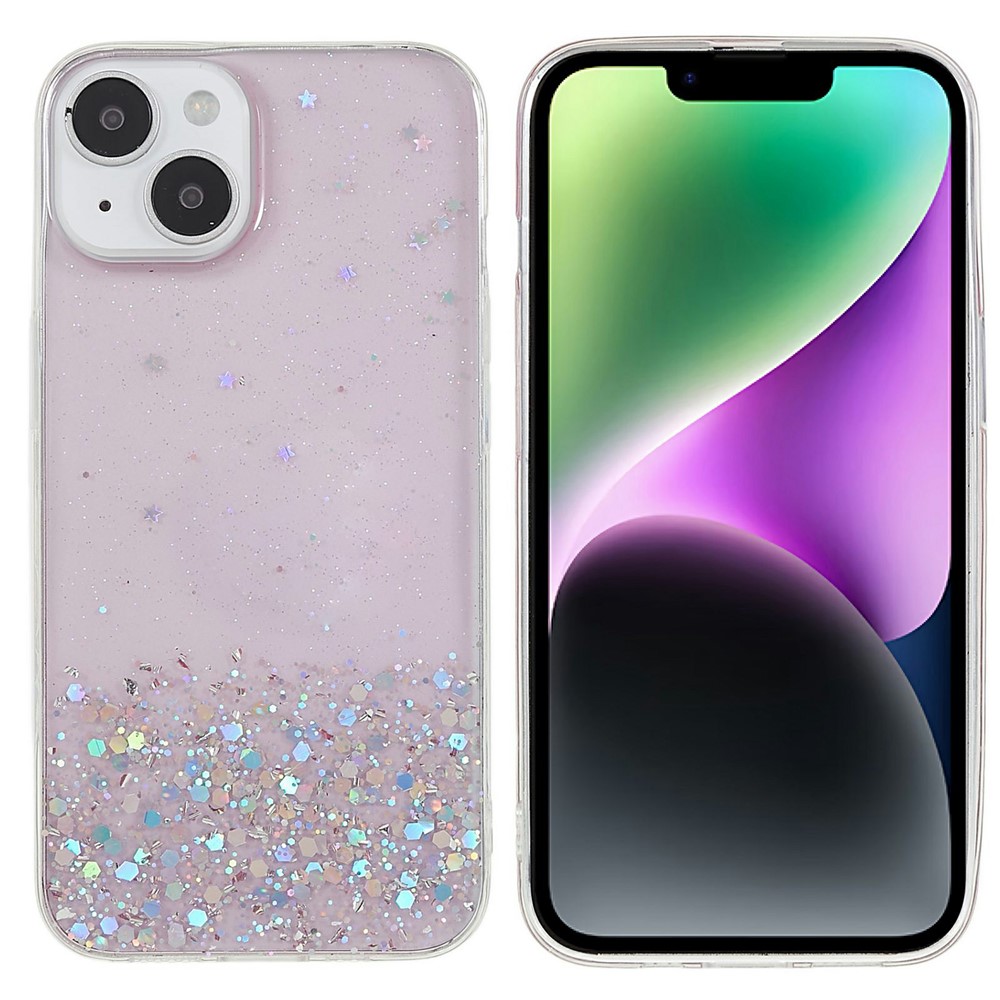 Bulk Purchasing For iPhone 15 Plus Case Starry Sky Sparkle Epoxy Anti-Drop TPU Phone Cover - Pink