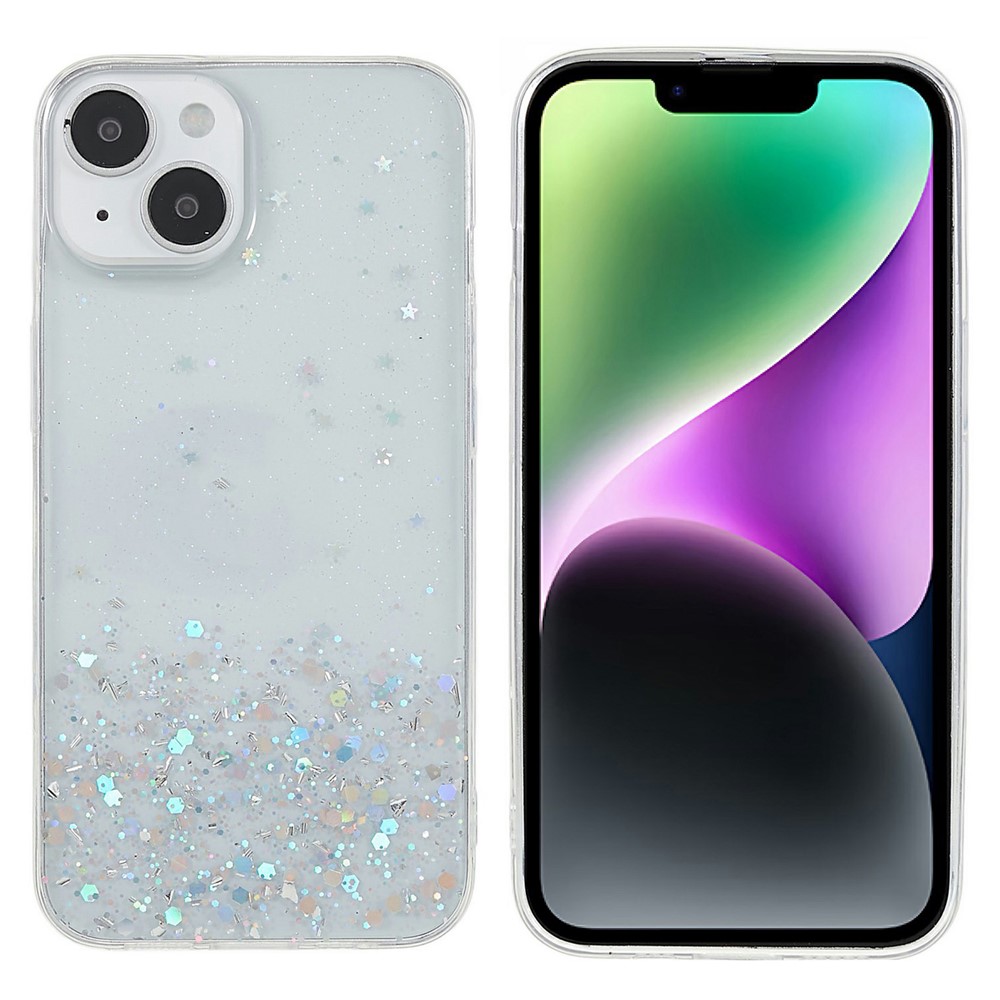 Bulk Purchasing For iPhone 15 Plus Case Starry Sky Sparkle Epoxy Anti-Drop TPU Phone Cover - Transparent