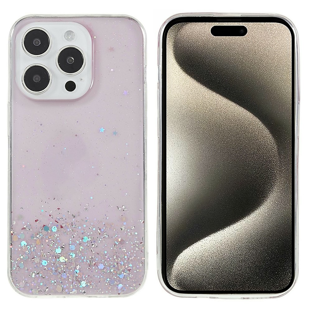 Bulk Purchasing For iPhone 15 Pro Max Case Starry Sky Sparkle Epoxy Anti-Drop TPU Phone Cover - Pink