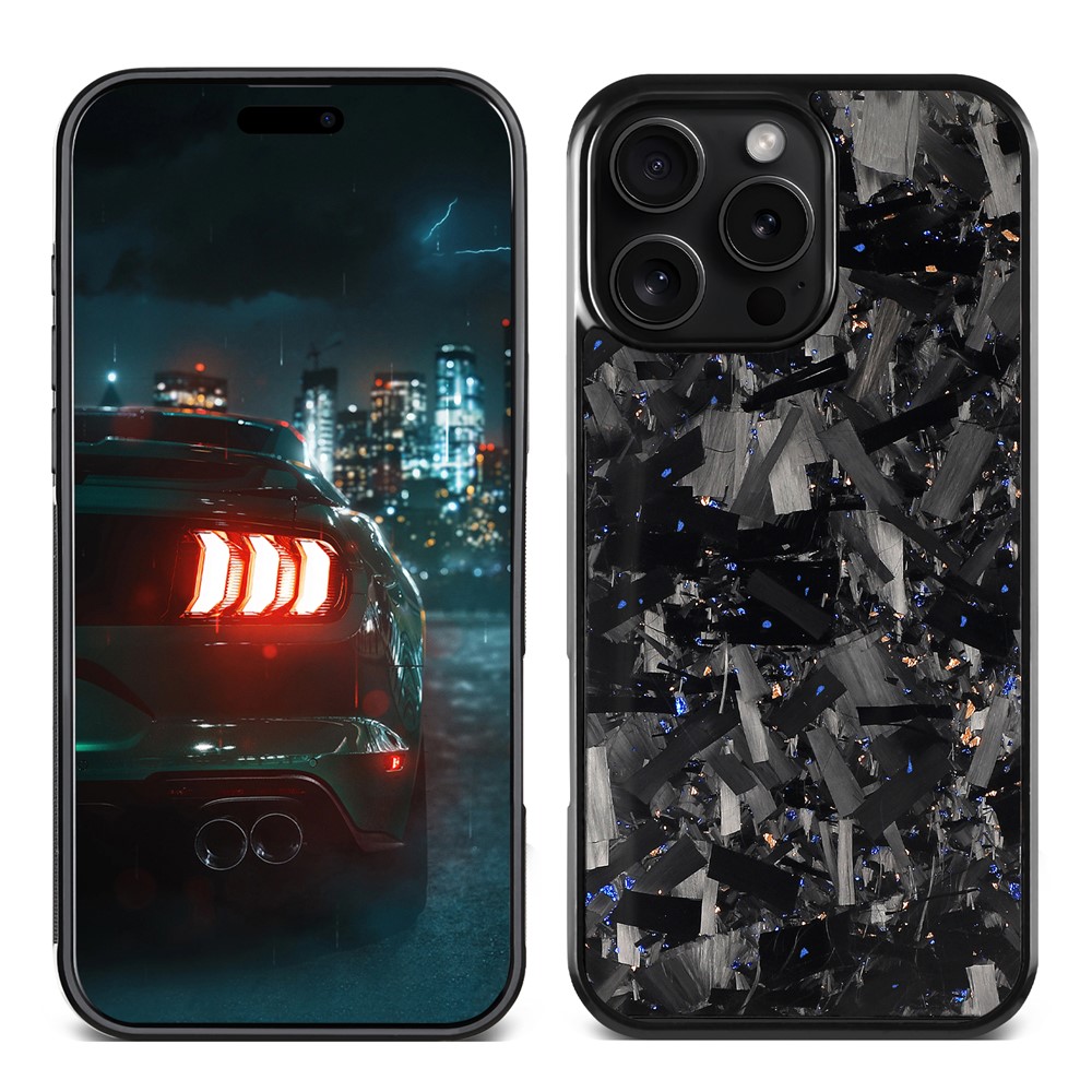 For iPhone 16 Pro Max Magnetic Case Large Texture Aramid Fiber + TPU Phone Cover - Blue / Gold