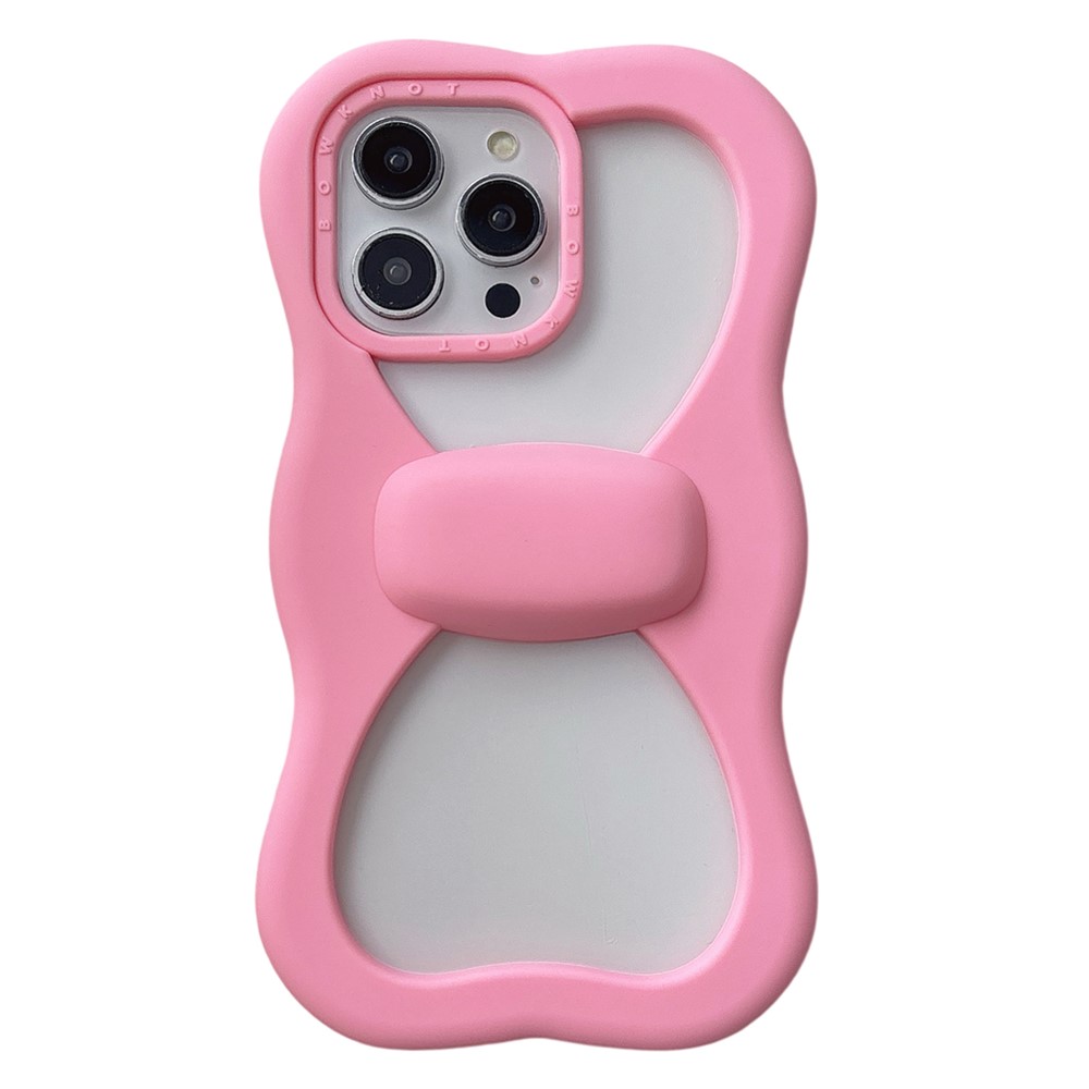 For iPhone 15 Pro Silicone Case Cute Hollow Butterfly Bow Design Shockproof Phone Back Cover