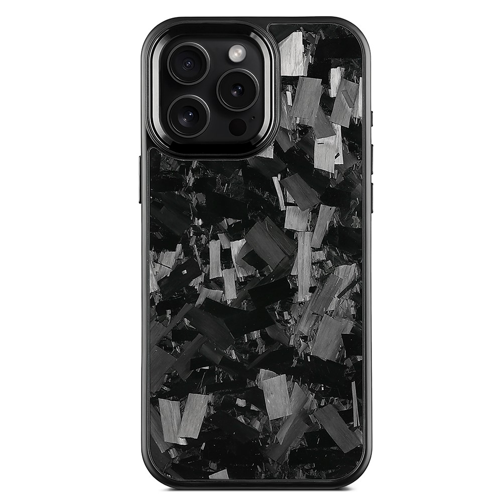 For iPhone 16 Pro Max Magnetic Case Large Texture Aramid Fiber + TPU Phone Cover with Metal Lens Frame - Black Lens Frame + Black