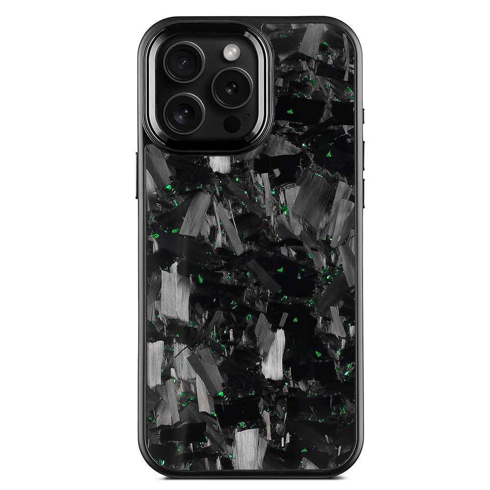 For iPhone 16 Pro Max Magnetic Case Large Texture Aramid Fiber + TPU Phone Cover with Metal Lens Frame - Black Lens Frame + Green