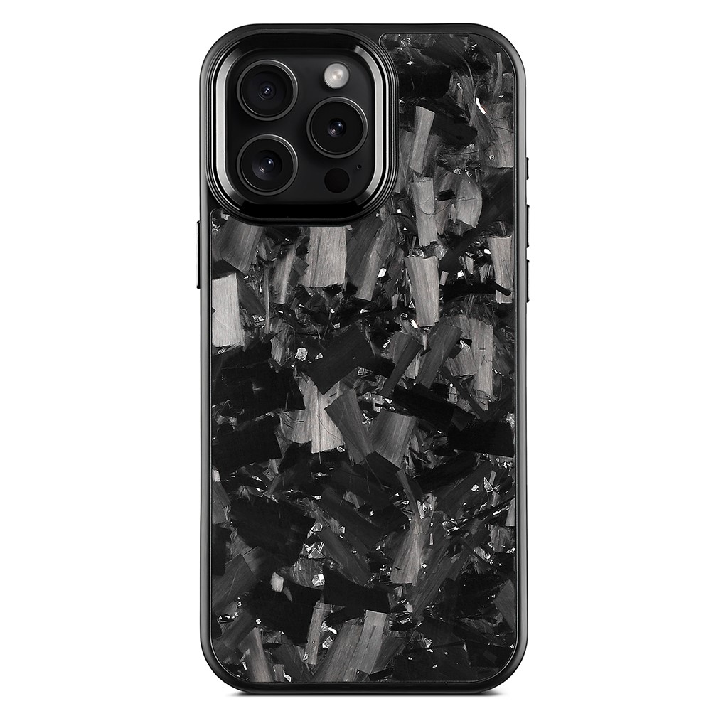 For iPhone 16 Pro Max Magnetic Case Large Texture Aramid Fiber + TPU Phone Cover with Metal Lens Frame - Black Lens Frame + Silver