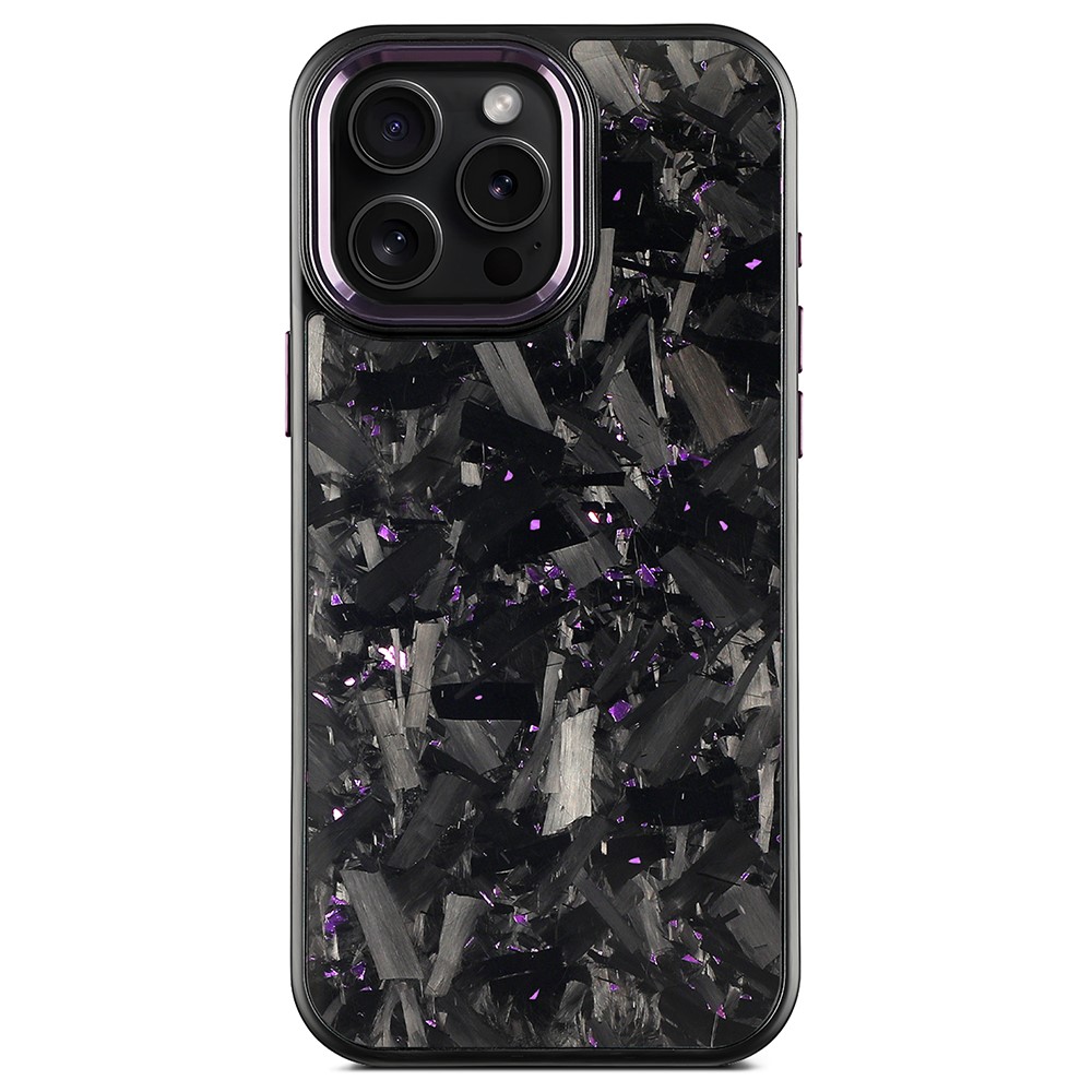 For iPhone 16 Pro Max Magnetic Case Large Texture Aramid Fiber + TPU Phone Cover with Metal Lens Frame - Purple Lens Frame + Purple