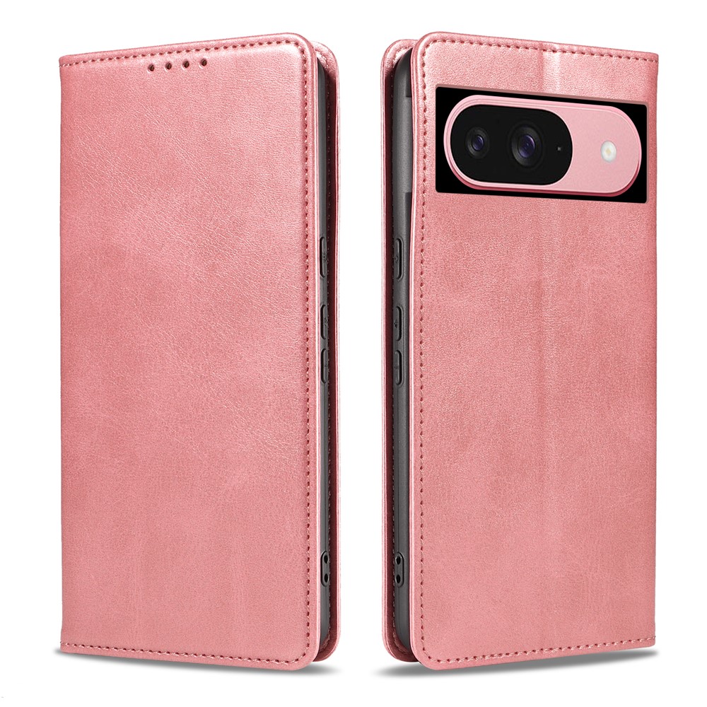 For Google Pixel 9 Wallet Case WANLONFENG NW1 Series Magnetic Closure Calf Texture Leather Phone Cover - Pink