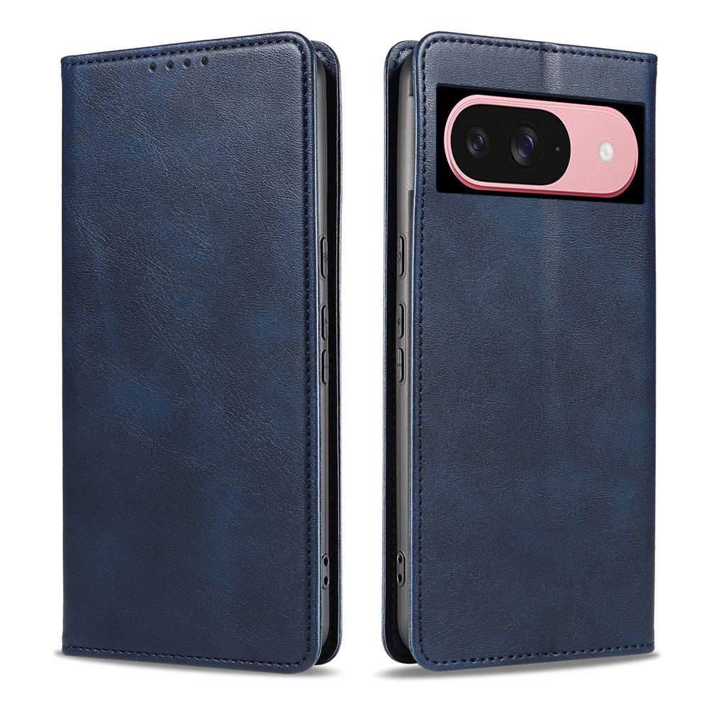 For Google Pixel 9 Wallet Case WANLONFENG NW1 Series Magnetic Closure Calf Texture Leather Phone Cover - Sapphire