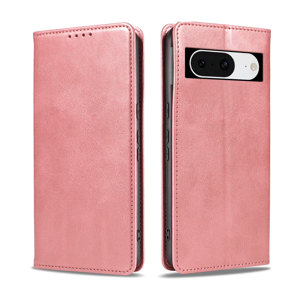 For Google Pixel 8 Wallet Case WANLONFENG NW1 Series Magnetic Closure Calf Texture Leather Phone Cover - Pink