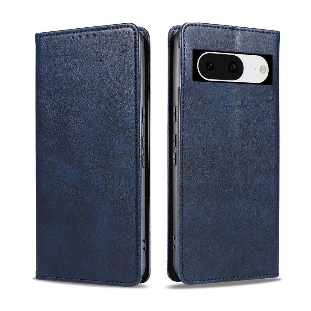 For Google Pixel 8 Wallet Case WANLONFENG NW1 Series Magnetic Closure Calf Texture Leather Phone Cover - Sapphire